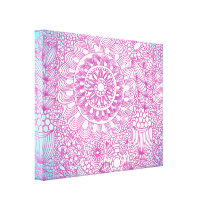 funky floral lattice pattern turquoise pink canvas prints