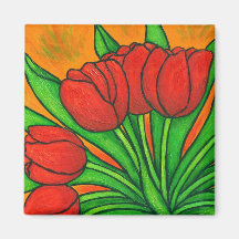Funky Floral Tulip Magnet