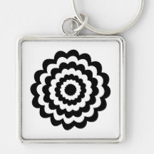 Funky Flower in Black and White. Key Chain