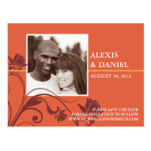 Funky Flower Photo Save the Date Postcard