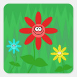 Funky Flowers Square Sticker