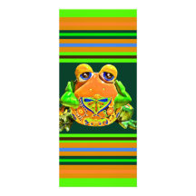 Funky Frog Orange Green Striped Novelty Gifts Personalized Announcement