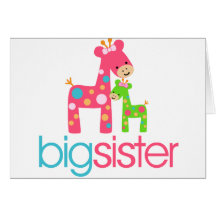 Funky Giraffe Big Sister Tshirt Cards