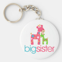 Funky Giraffe Big Sister Tshirt Keychain