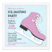 Funky Girl Ice Skating Birthday Party Invitation