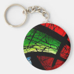 Funky Green Abstract Square Painting Keychain
