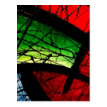 Funky Green Abstract Square Painting Postcard