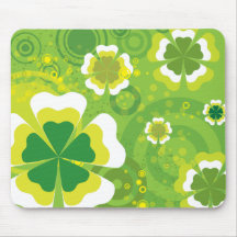 Funky Green Flowers Mouse Mats