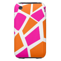 Funky Hot Pink Orange Giraffe Print Girly Pattern iPhone 3 Tough Case
