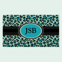 Funky Leopard Print Custom Business Card :: Aqua business cards