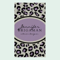Funky Leopard Print Custom Business Card :: Purple business cards