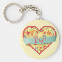 Funky Love heart with banner, customisable Key Chain