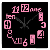 Funky Numbra Square Wall Clocks