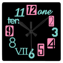 Funky Numbra Square Wall Clocks