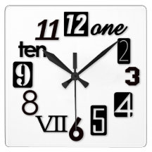Funky Numbra Square Wall Clocks