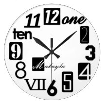 Funky Numbra Square Wall Clocks - personalized