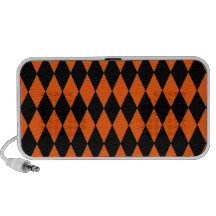 Funky Orange and Black Diamond Harlequin Pattern Speaker System