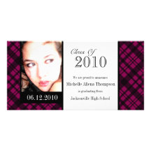 Funky Rad Plaid Graduation Announcement Photo Card
