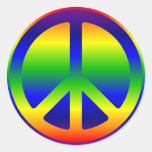 Funky Rainbow Peace Symbol Stickers