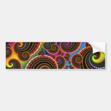 Funky Rainbow Swirl Fractal Art Pattern Bumper Stickers