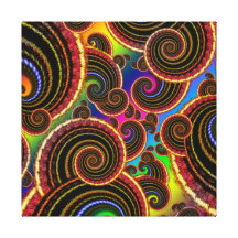 Funky Rainbow Swirl Fractal Art Pattern Gallery Wrap Canvas