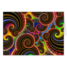 Funky Rainbow Swirl Fractal Art Pattern Cards