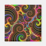 Funky Rainbow Swirl Fractal Art Pattern Fridge Magnets