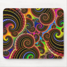 Funky Rainbow Swirl Fractal Art Pattern Mousemat