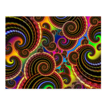 Funky Rainbow Swirl Fractal Art Pattern Postcard