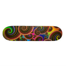 Funky Rainbow Swirl Fractal Art Pattern Custom Skate Board