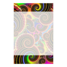 Funky Rainbow Swirl Fractal Art Pattern Custom Stationery