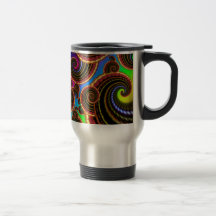 Funky Rainbow Swirl Fractal Art Pattern Travel Mug