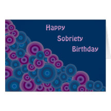 Funky Retro Circles Sobriety Birthday Card