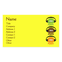 Funky Retro DJ Jellyfish With Headphones Custom Business Card Templates