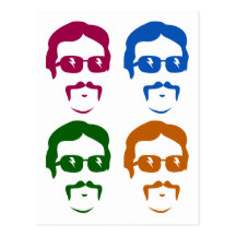 Funky Retro Moustache Man Post Card