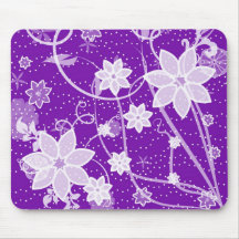 Funky Retro Purple Flowers and Dots  Mousepads