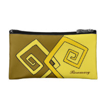 Funky Retro Yellow Lines Brown Yellow Cosmetic bagettes bags
