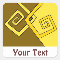 Funky Retro Yellow Lines on Brown Yellow Square stickers