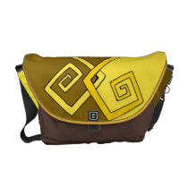 Funky Retro Yellow on Brown Yellow Med Messenger messenger bags