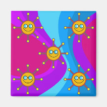 Funky Sun Fridge Magnets