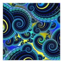 Funky Turquoise and Yellow Swirl Pattern Photo Art