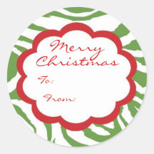 Funky Zebra Personalised Christmas Label Round Sticker