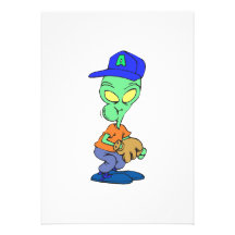 funny alien baseball player pitcher personalized invitation