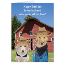 Funny American Gothic Lab Husband Birthday Greeting Card