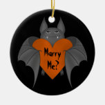 Funny amorous Halloween vampire bat marriage Christmas Ornaments