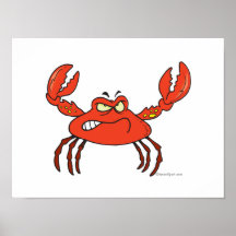 funny angry crabby red crab print