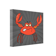 funny angry crabby red crab stretched canvas print