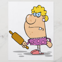 funny angry wife with rolling pin full colour flyer