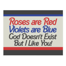 funny atheist valentine postcard