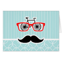 Funny Baby Blue Hipster Mustache Cards
